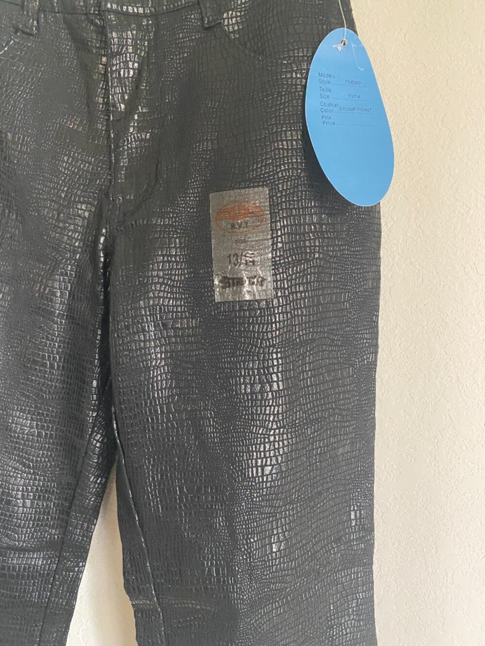 NWT R.V.T. Jeans Black Snakeskin Flare Pants 90s Y2k Excellent 13/14 - Picture 5 of 9